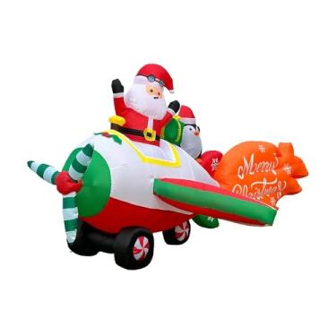 Imagem de Baoblaze Decoração de Natal inflável, enfeite natalino com luzes de LED, lindo enfeite de Natal de 2,4 metros para jardim, quintal e gramado.