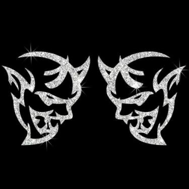 Imagem de Adesivo decalque brilhante interessante Demon Devil autoadesivo PVC brilhante para carros, laptops, motocicletas, parede, janela, bagagem, capa de arranhão, porta, multisuperfície (branco)