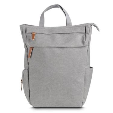 Imagem de Mochila Multifuncional 17L Cinza com Compartimento Térmico | Poliéster Resistente, Alças 3 em 1, Bolso Traseiro Anti-Furto, Engate para Carrinho e Multi Compartimentos