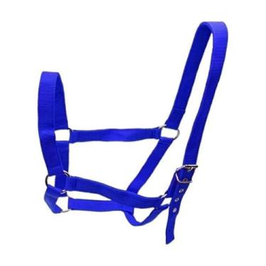 Imagem de MotiveTech Cabresto para Cavalos, Ao Desgaste, Ajustável E Fácil de Usar, com Fecho de Pressão No Queixo E Na Garganta. Corda para Cavalos, Ideal para, Azul