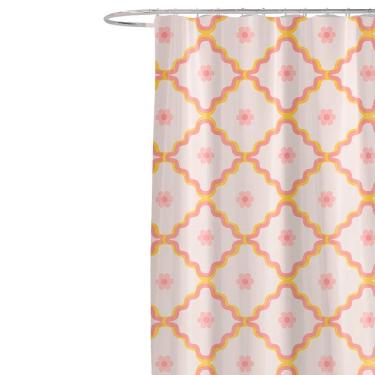 Imagem de Coina Box Poliéster Retrô Amarelo E Rosa 198x180cm - Uzoo Cortina Box Poliester 1.98x1.80m Retro Amarelo E Rosa 829970