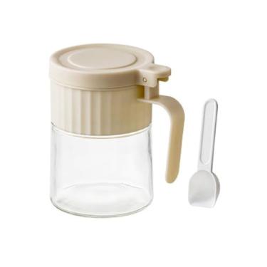 Imagem de Porta Condimentos Redondo Vidro com Colher 280ml - SAL SALAEIRO AÇÚCAR AÇUCAREIRO - VIDRO E PLÁSTICO