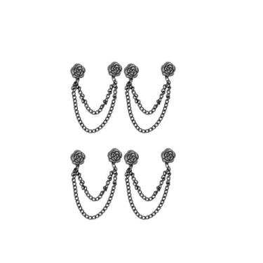 Imagem de Pacote com 4 fechos de botão de camiseta camélia, incluindo mangas curtas, botões ajustáveis e fechos de bainha longos, pinos de encurtamento, fixação de vestuário, botões decorativos, clipes duráveis