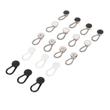 Imagem de Extensor de botão extensor de colarinho extensor de colar elástico ajustável extensor de botão de pescoço para camisa masculina calças vestido plástico liga de zinco 18 peças