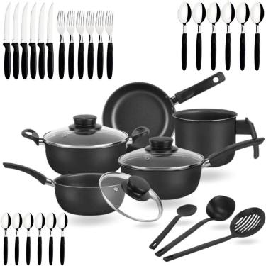 Imagem de Jogo De Panelas Elegan 33 Peças Com Talheres - Preto