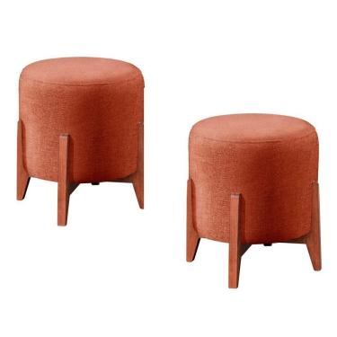Imagem de Conjunto - 2 Puffs Banqueta Thor Luxo Castellar Móbile Linho Terracota