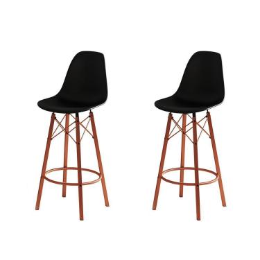 Imagem de Conjunto 2 Banquetas Eames Tubo Ferro Cobre Assento Preto