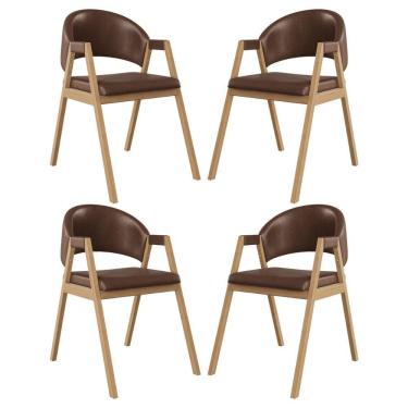 Imagem de Kit 4 Cadeiras Para Mesa De Jantar Moderna Courino Balaqui Marrom Escuro