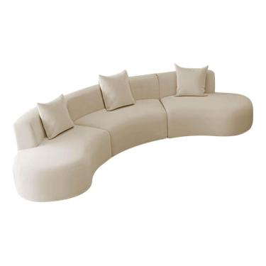 Imagem de Kit Sofá Modular 4 Lugares 360cm Moderno Curvo Orgânico Duna Bouclé Bege