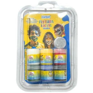 Imagem de Tinta Líquida Artística com Glitter  KIT com 6 Cores + Pincel Maripel