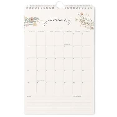 Imagem de Karto Calendário de parede 2026 - vertical 28 x 43 cm de janeiro de 2026 a junho de 2027 - Aumente sua produtividade e planejamento fácil com o calendário mensal estético - bege verde