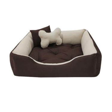 Imagem de Cama Para Cachorro 70x50cm Acompanha Para Almofada Central e ossinho e almofadinha(Marrom/Bege)