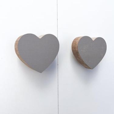 Imagem de 6 Puxadores Coração Cinza Infantil Gaveta Cômoda Porta Móveis Quarto