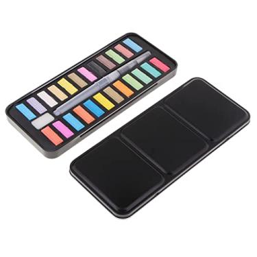 Imagem de barenx Paleta de metal com 24 cores, kit de lápis de aquarela, estojo de armazenamento de tinta