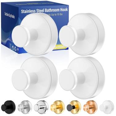 Imagem de Ganchos de ventosa para chuveiro, ganchos de toalha removíveis sem broca, ganchos de sucção forte atualizados de 6,8 kg para azulejo de banheiro, parede de chuveiro, porta de vidro, bucha de cozinha