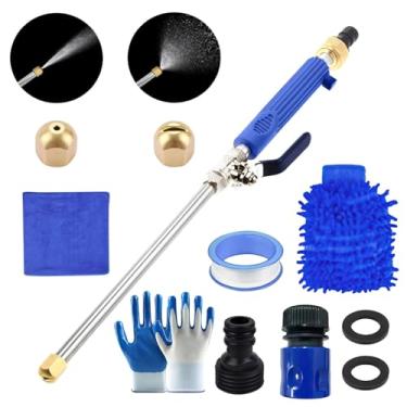 Imagem de Kit de lavadora de pressão, dois bicos de pulverização de alta pressão, acoplador de conexão rápida, conector preto, juntas de vedação, fita PTFE, luvas azuis, toalha de limpeza, para lavagem pesada