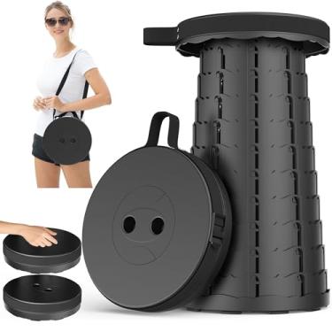 Imagem de Banqueta dobrável atualizada com alça ajustável, banco dobrável leve, capacidade de carga de 181 kg, banco de acampamento retrátil, cadeira dobrável portátil ou apoio para os pés de viagem para pesca