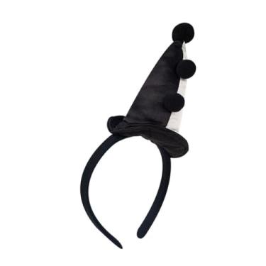Imagem de Chapéu de bobo da corte de cabeça preto branco bonito decoração de carnaval acessório temático festa faixa de cabelo