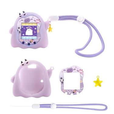 Imagem de BUBBLELOGUS Luminous Silicone Case for Tamagotchi Uni, Soft Glow in The Dark TPU Protective Cover with Screen Decoration Protector and Adjustable Wrist Strap - Little Devil (Luminous Purple)