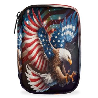 Imagem de Caixa organizadora de pílulas para viagem do Dia da Independência da bandeira americana semanal, portátil, pílulas diárias, recipiente pequeno para pílulas anticoncepcionais, compartimentos removíveis
