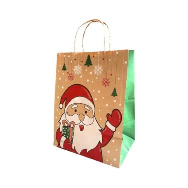 Imagem de Kit 10 Sacola De Papel Kraft Natal Festa Natalina Presente Vários Tamanhos (Santa Claus 23cm)