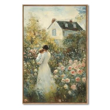 Imagem de AIMAILON Arte de parede em tela emoldurada vintage impressão de decoração de casa clássica mãe amorosa cottagecore cenário rural retrato quente e temperamental imagem para sala de estar quarto 12x18