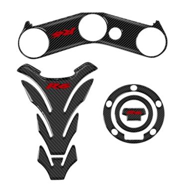 Imagem de R6 Protetor de tanque de combustível para motocicleta 3D compatível com Yamaha YZF-R6 R6 adesivos antiderrapantes para almofada de tanque de combustível a gás óleo (vermelho, R6)