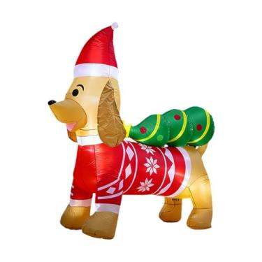 Imagem de Esquirla Dachshund inflável iluminado para decoração de Natal, enfeite inflável para jardim, quintal, pátio e outras áreas externas.