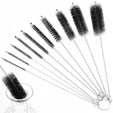 Imagem de Escova de limpeza de palha, limpadores de tubos de nylon de 20 cm, escovas de garrafa para canudos reutilizáveis, copo de bico, seringas, garrafa térmica, alimentadores de beija-flor, conjunto de 10