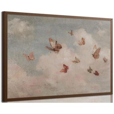 Imagem de Arte de parede de nuvens de borboleta, imagens de decoração de parede extravagante, pôster vintage para berçário, impressão de pintura estilo country, arte para quarto, casa de fazenda, decoração de