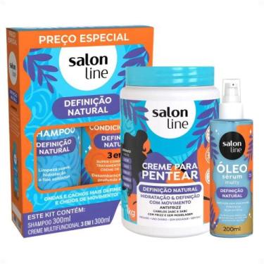 Imagem de Kit Salon Line Definição Natural: Shampoo, Creme Multifuncional 300ml,