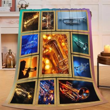 Imagem de Cobertor de trompete, cobertor de trompete, instrumento musical, material de flanela, mercadoria, decoração aconchegante, felpudo, quente, macio, leve, presentes para meninas, mulheres, homens