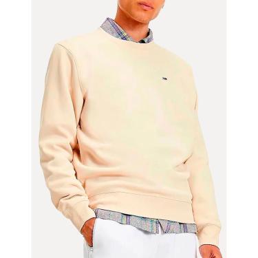 Imagem de Moletom Tommy Jeans Masculino Fleece Flag Crewneck Areia-Masculino