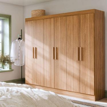 Imagem de Guarda Roupa Casal 6 Portas Itália Com 2 Gavetas E Cabideiro Nature