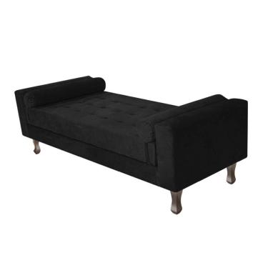 Imagem de Recamier Baú Félix Solteiro 120 Cm Suede - Doce Sonho Móveis Preto