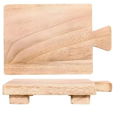 Imagem de LUMINFLY 2 bandejas de madeira para organização doméstica com alças, conjunto de bandejas de armazenamento resistentes à água para banheiro, cozinha e quarto