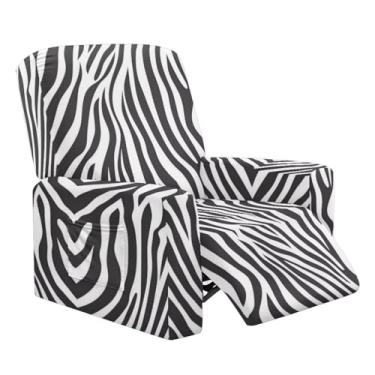 Imagem de Tansealive Capas reclináveis com estampa de zebra, capa para cadeira reclinável elástica, 4 peças, capas de cadeira para meninos preguiçosos, antiderrapante, reclinável, capa de sofá, conjunto de 4