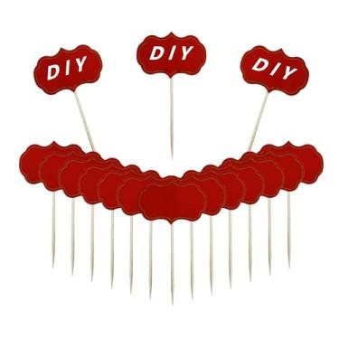 Imagem de BQTBQT Bandeiras de palito vermelhas sólidas, mini bandeiras de palito de dente, placas de comida para queijo, festa, tábua de charcutaria, bandeira de topo de bolo de copo decoração DIY (100 peças)