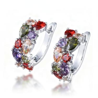 Imagem de Brincos de argola de zircônia cúbica, joias hipoalergênicas, acessórios modernos, presentes