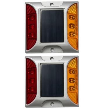 Imagem de Tacha Sinalizador Solar Viario Kit 2 Uni Olho De Gato Sinalizaçao Rua Estrada Rodovia Pavimentaçao Transito Segurança