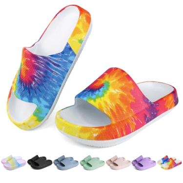 Imagem de OUYADU Chinelos infantis de praia para meninos e meninas chinelos de praia jovens piscina chuveiro EVA chinelos de verão (11 crianças pequenas - 6 crianças grandes), Tingimento de ligadura, 13 Little
