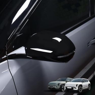 Imagem de Cnaurda 1 par de capa protetora de espelho externo para carro, conjunto de capa de espelho retrovisor lateral compatível com acessórios Kia EV3 2024-2025 (preto)