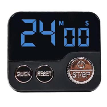 Imagem de Temporizador digital LED com ímã, contagem de 100 minutos para cima/baixo, botão de ajuste rápido, alarme de 80 dB para cozinha, estudo, trabalho e cozinha despertador (preto)