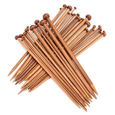 Imagem de Domary Agulhas de tricô 36 PCS, Agulhas de tricô Carbonizadas de Ponto único, Tamanhos Variados de 2,0 Mm a 10,0 Mm, Artesanato DIY Feito à Mão Com Tampa de Contas, Bambu Alpino de
