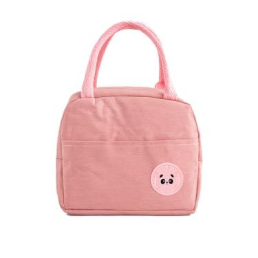 Imagem de Bolsa Térmica Pequena 4 Latas Poliéster 5 Litros Bolso frontal Ziper Superior com Alça Lanche Marmita Serviço Camping Praia (Rosa)