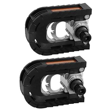 Imagem de Yosoo Health Gear 1 par de pedais de bicicleta de liga de alumínio preto, pedais dobráveis para bicicleta dobrável para bicicleta de montanha ou bicicleta de corrida