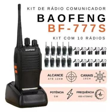 Imagem de Kit 10 Radio Walktalkie Comunicador 12Km Baofeng 777S Amador - Radio C