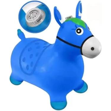 Imagem de Brinquedo Infantil Cavalinho Upa Upa com Luzes LED e Efeitos Sonoros Ideal para Brincadeiras e Desenvolvimento Infantil Cor Azul