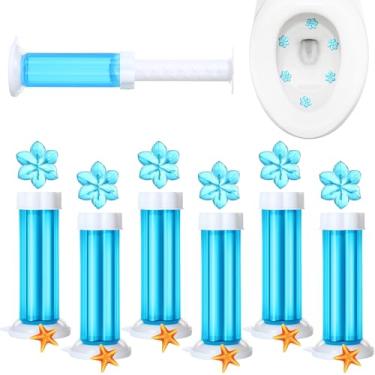 Imagem de Heigble 6 géis higiênicos, 84 unidades, 1 tipo de tigela de carimbo de flor, gel perfumado, removedor de manchas, purificador de ar, pacote de carimbos de flores para banheiras e banheiro