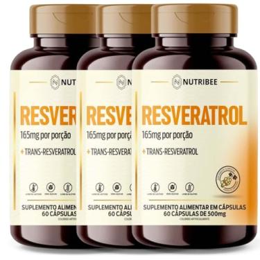 Imagem de Kit 3 x Resveratrol 500mg 180 Cápsulas - Suplemento Alimentar